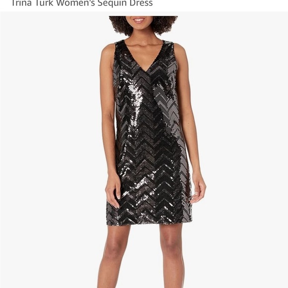 Trina Turk Black Sequin Glitterati Cocktail Dress - Picture 1 of 12